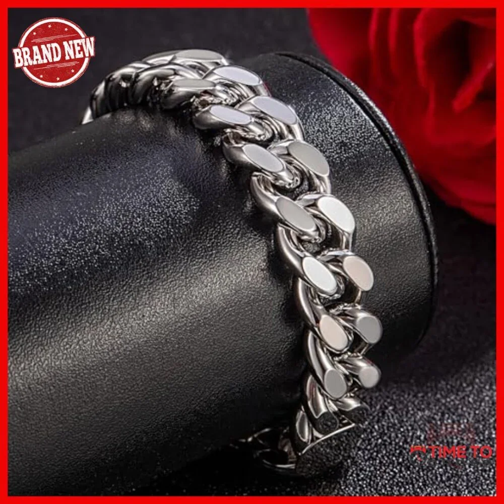 Men's 925 Sterling Silver Cuban Link Bracelet 8-12MM 7-10 Inch